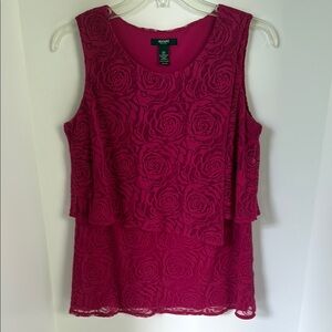 Alfani Fuchsia Floral Lace Top size Petite Medium